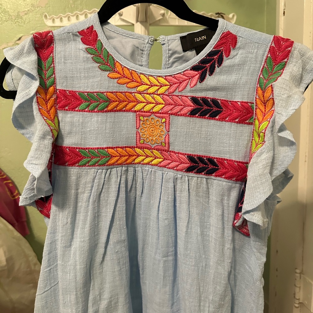 Blue Embroidered Women's Blouse